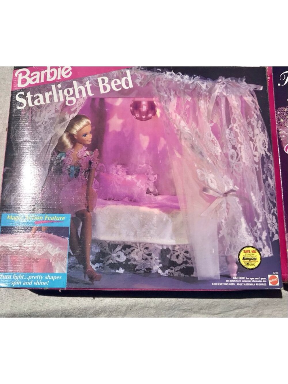 NEW 1991 Vtg Mattel Barbie Doll Starlight Bed 3739 MAGIC ACTION PINK CANOPY HTF